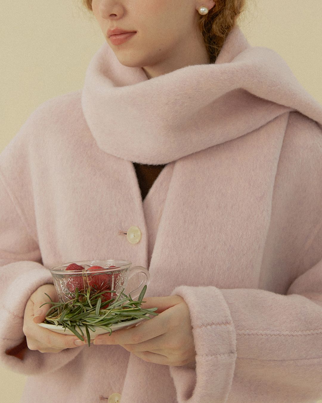 V-neck Round Hem Wool Jacket　JK070