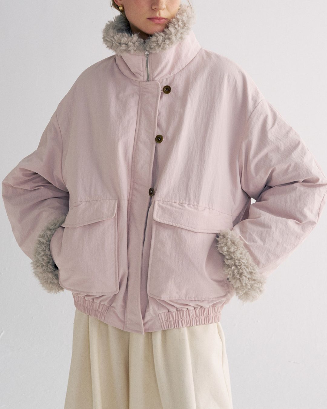 Stand-up Boa Collar Padded Jacket　JK077