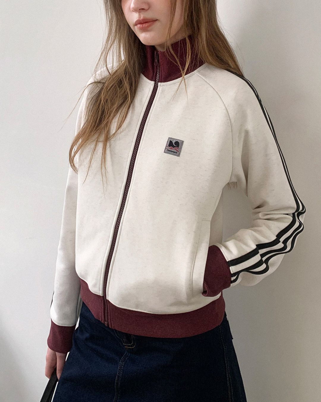Color Block Three-Line Zip Cardigan　KN098