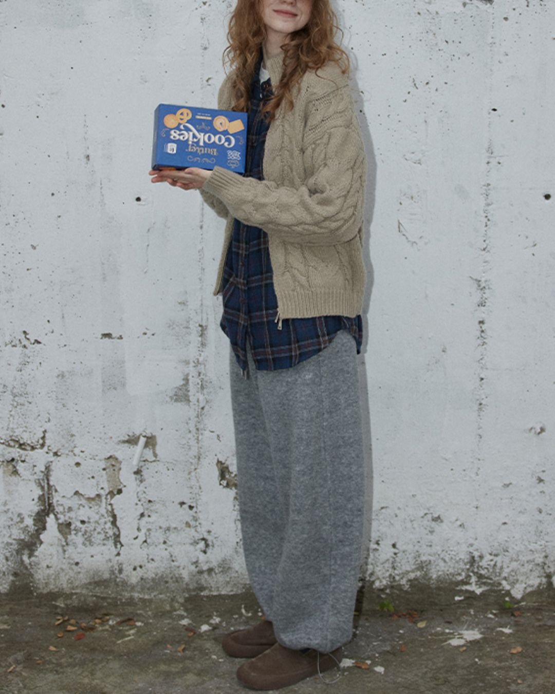 Navy Check Oversized Shirt　LS037