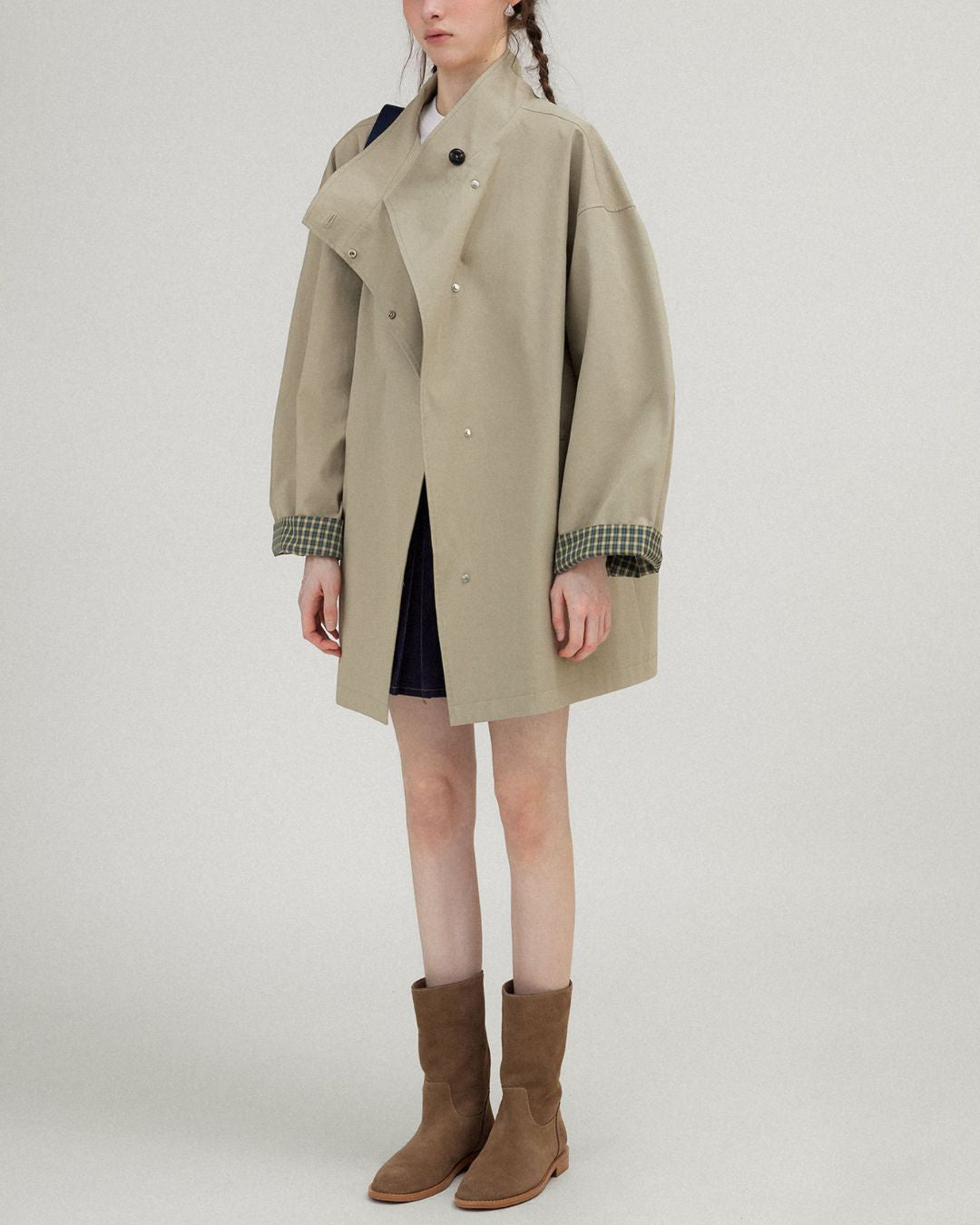 Stand Collar Mid-length Jacket　JK017