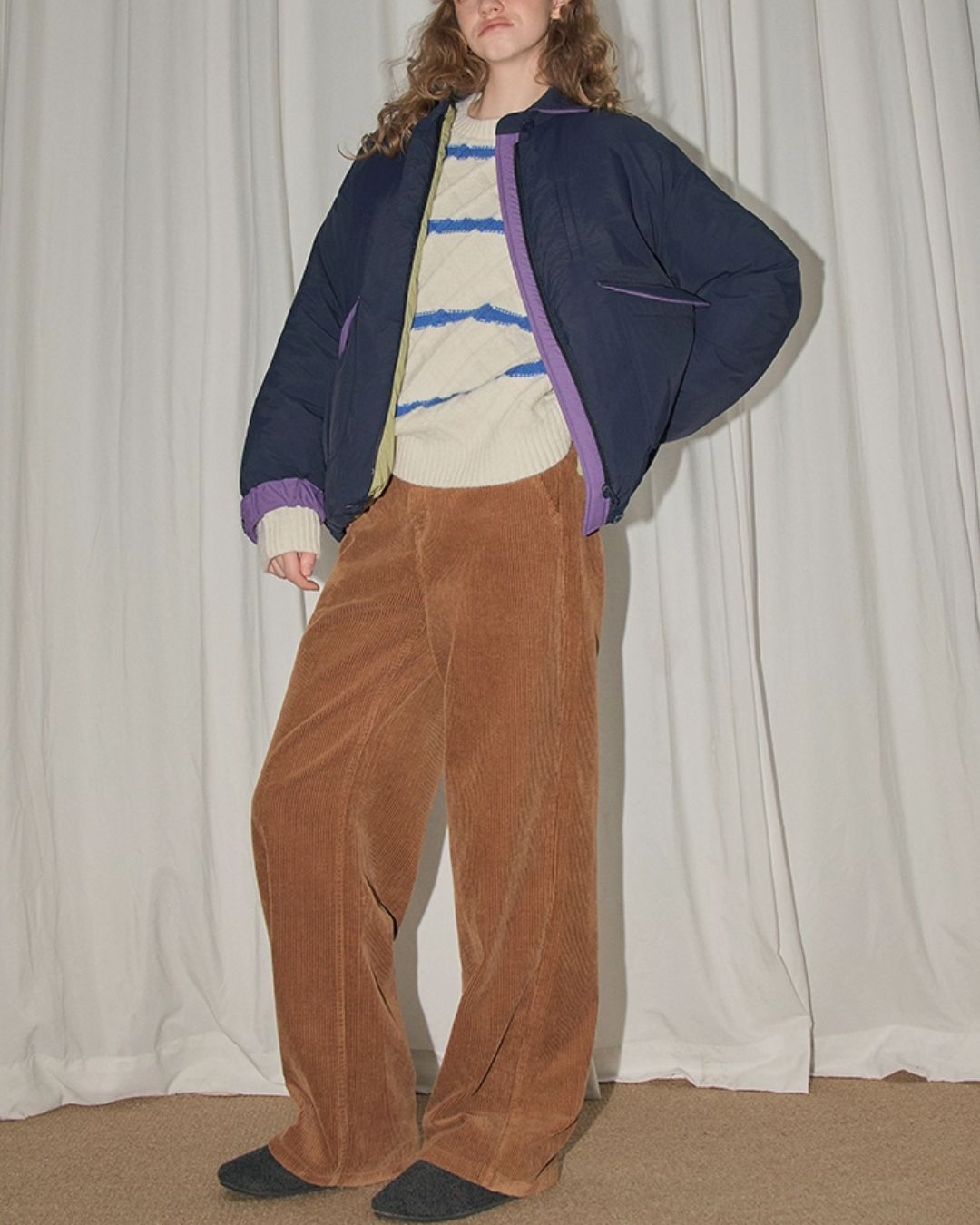 Contrast Color Retro Down Jacket　JK048