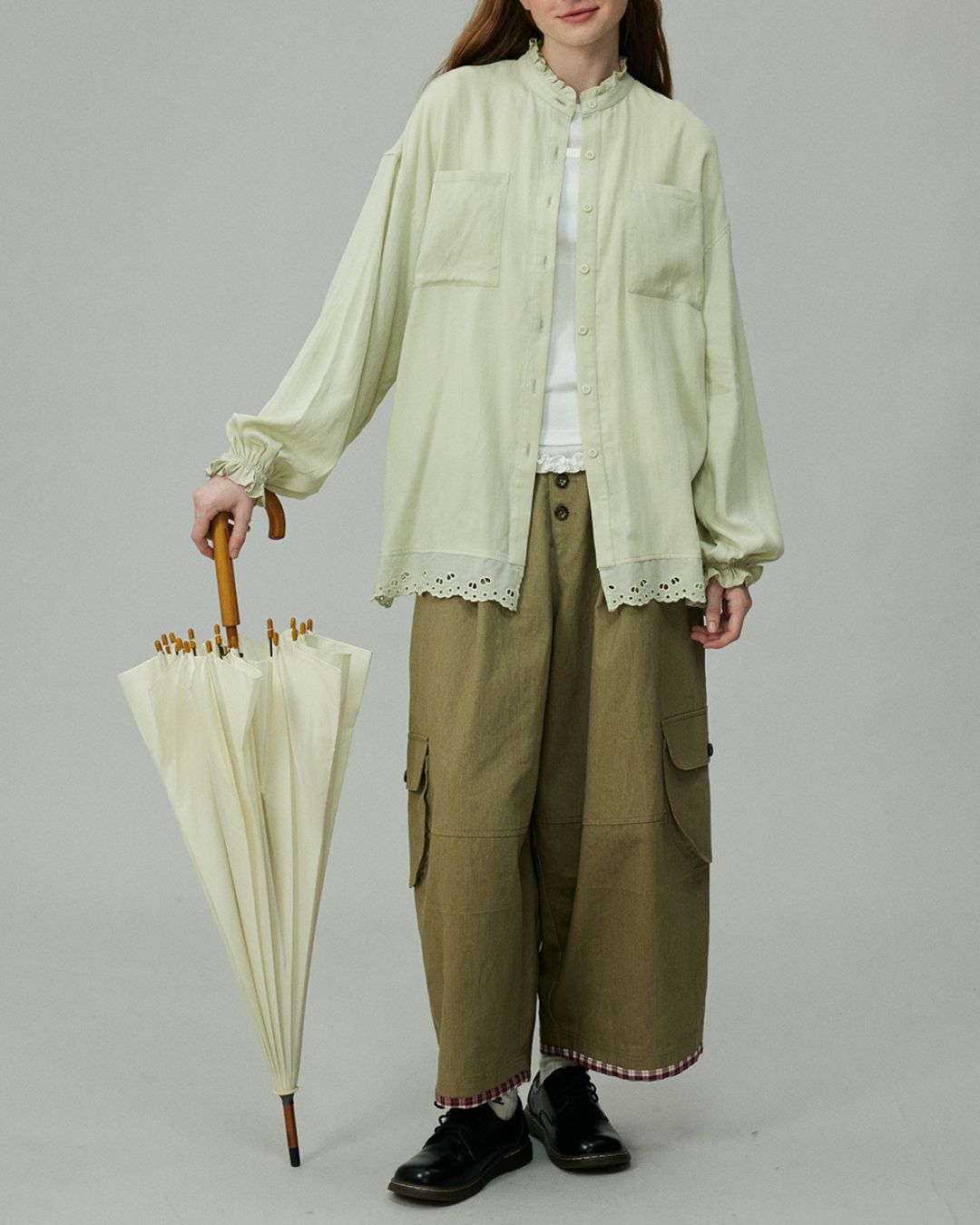 Stand Collar Frill Shirt　LS001