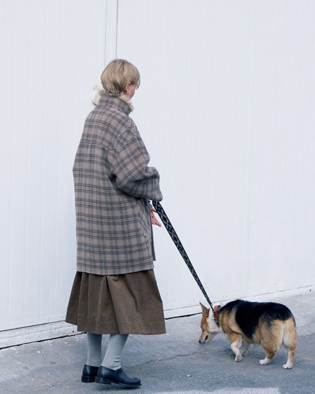 Stand Collar Duffle Check Coat　CT031
