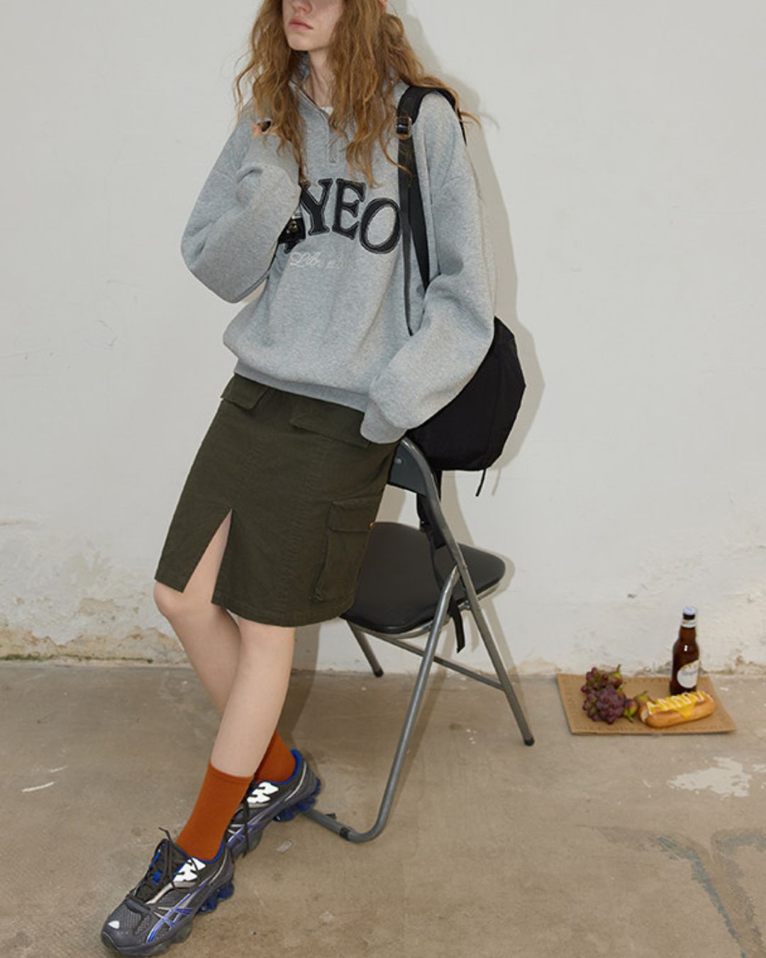 Half-zip Brushed-lined Logo Sweat　SW009