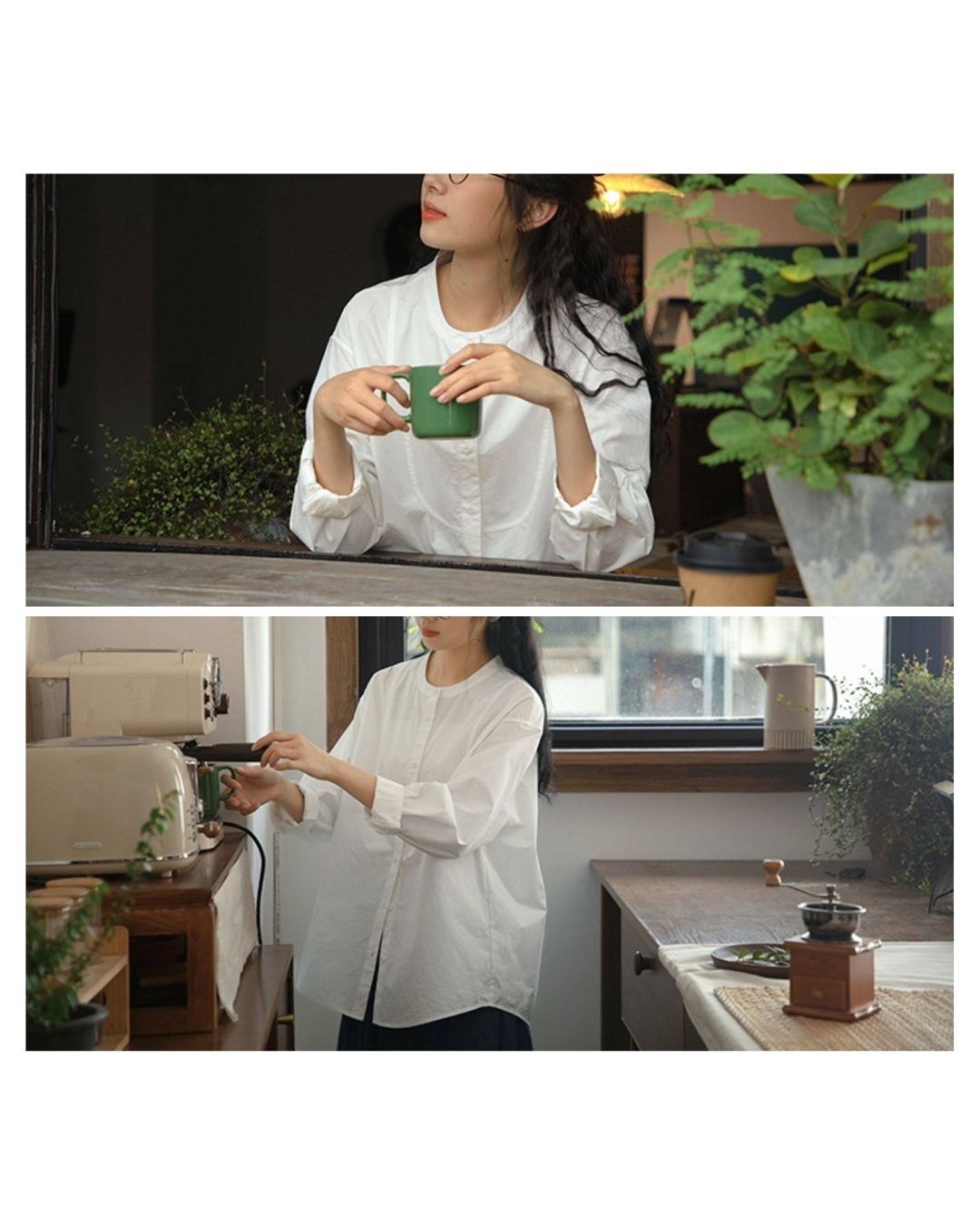 Band Collar Loose Shirt　LS057