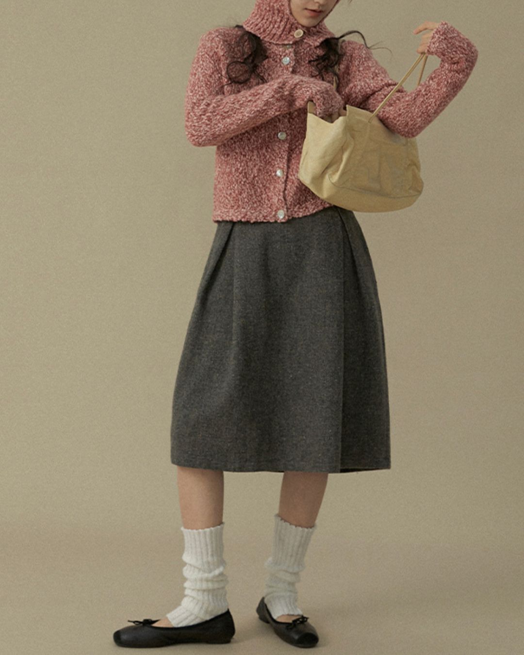 Nep Knee-length Cocoon Skirt　SK015