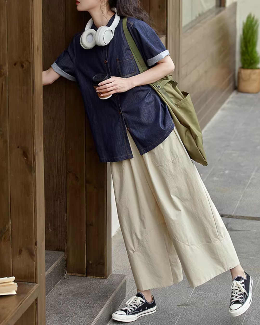 Breathable Cropped Wide Pants　PT048