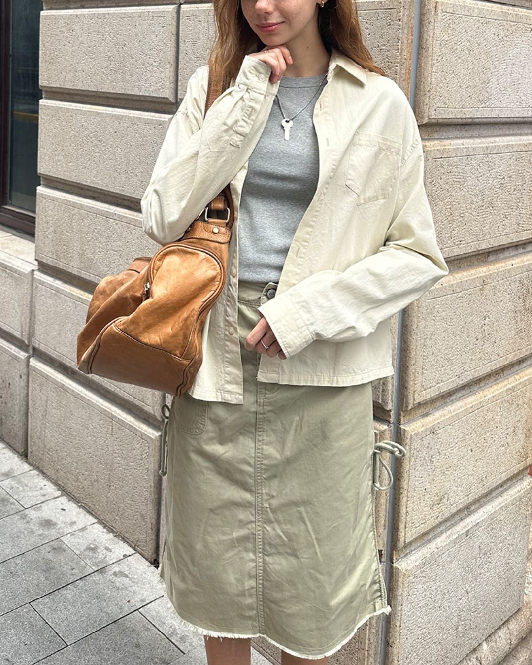 Cropped Cotton Shirt　LS007