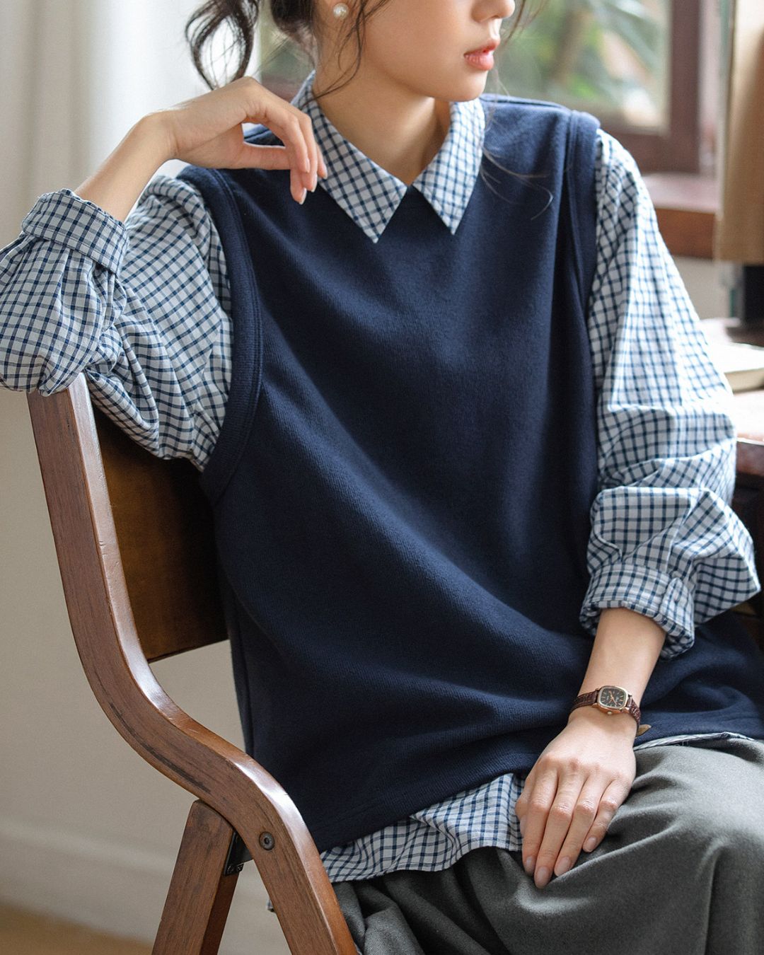 Crew Neck Cotton Knit Vest　VT024