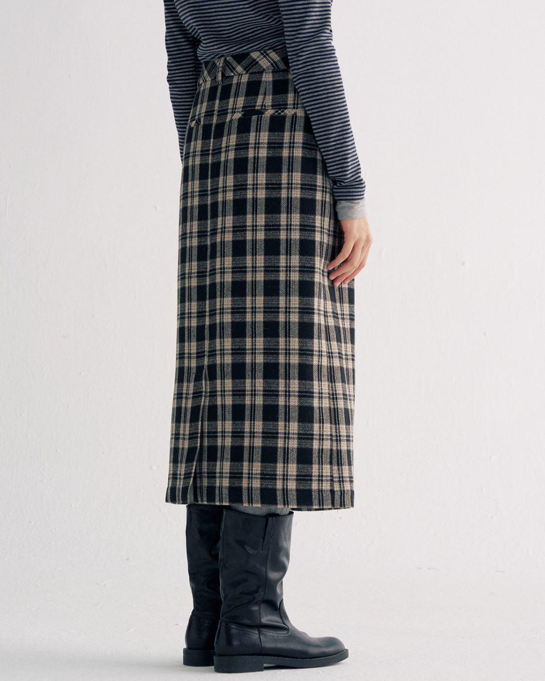 Check Wrap Midi Skirt　SK016