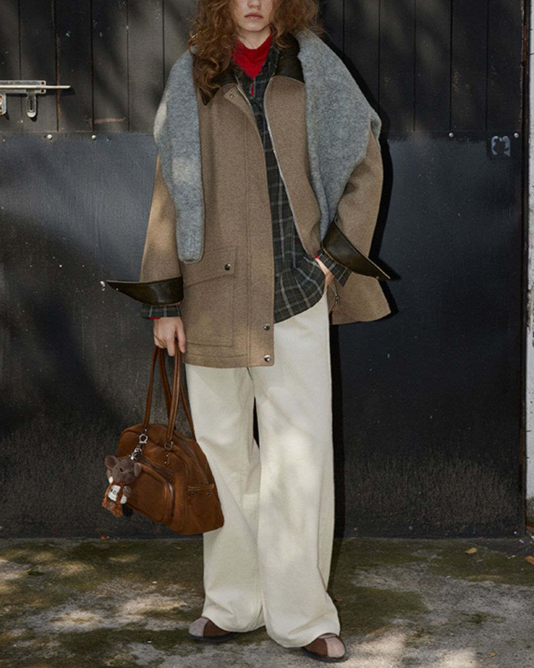 Retro Contrast Check Shirt　LS035