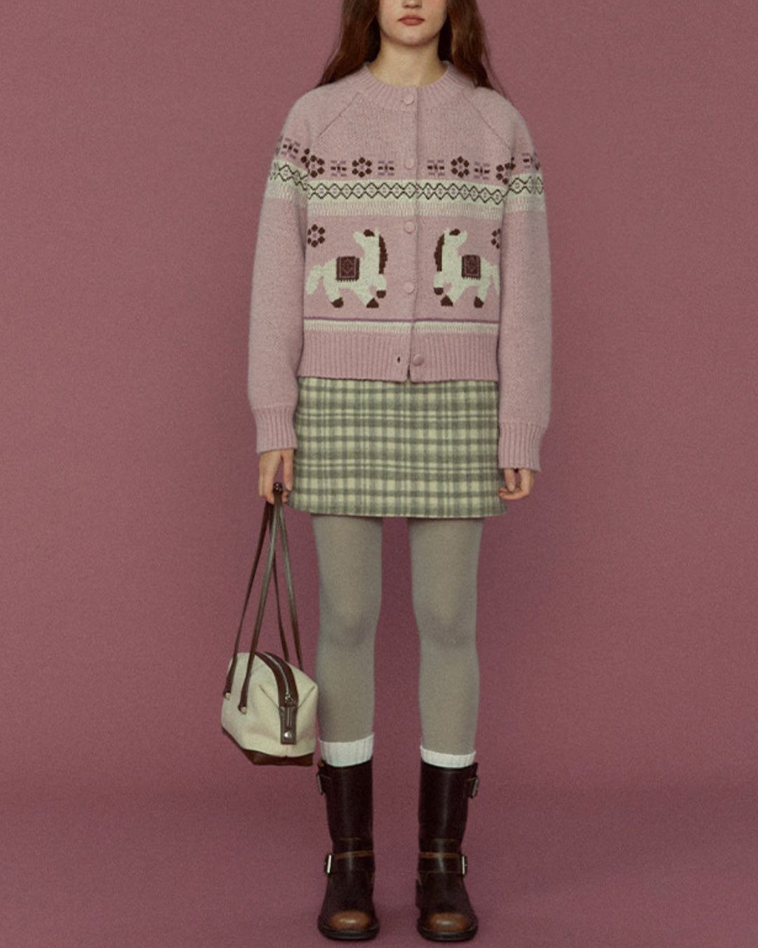 Dancing Pony Fair Isle Knit Cardigan　KN092