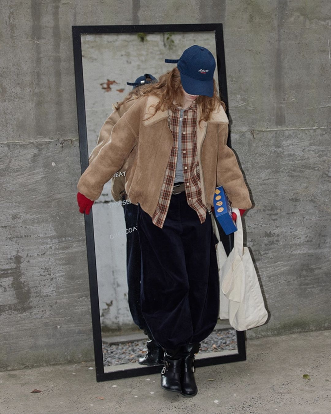 Reversible Boa Big Collar Jacket　JK055