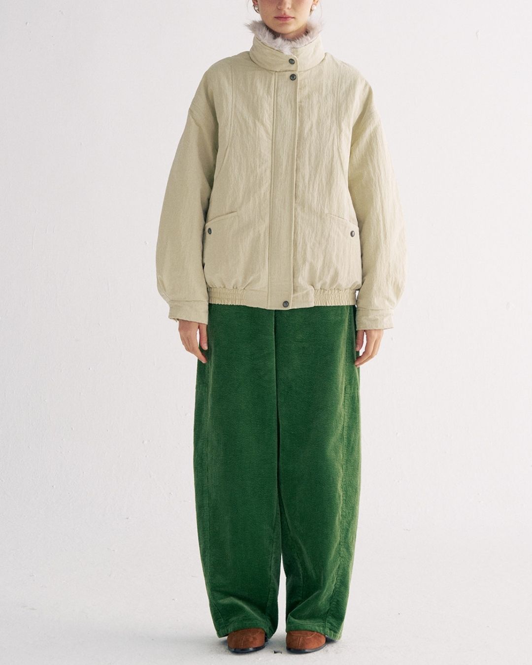 Detachable Fur Collar Quilted Jacket　JK078