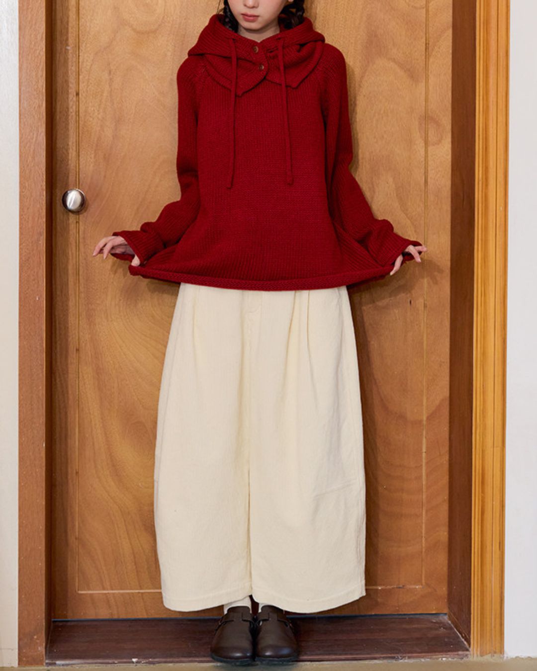 Corduroy Tuck Cropped Wide Pants　PT036