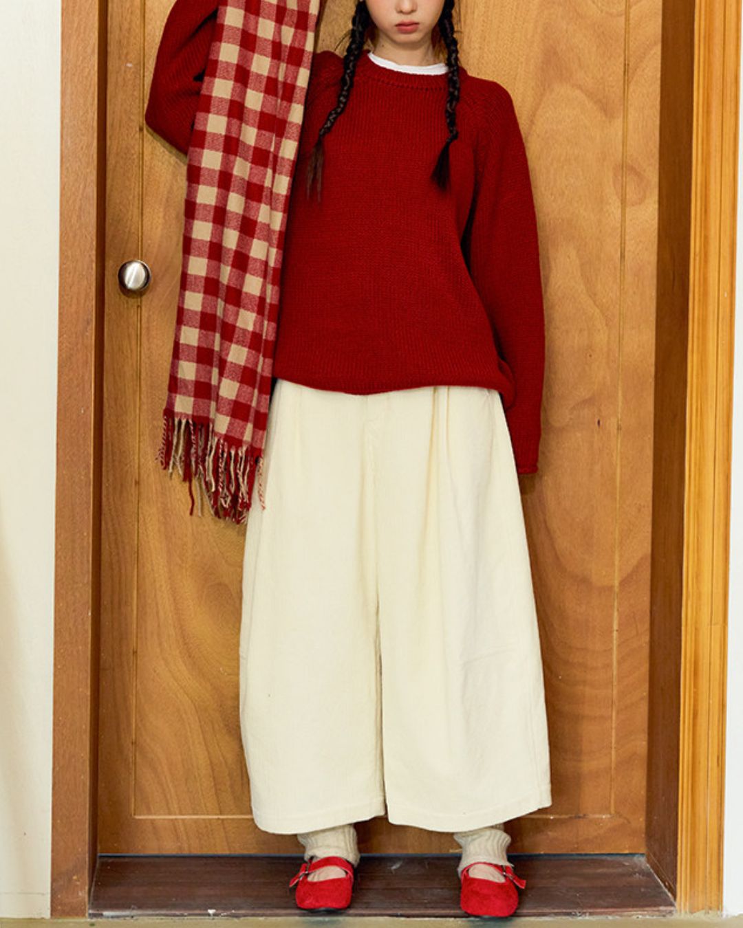 Loose Crew Neck Knit With Balaclava　KN089