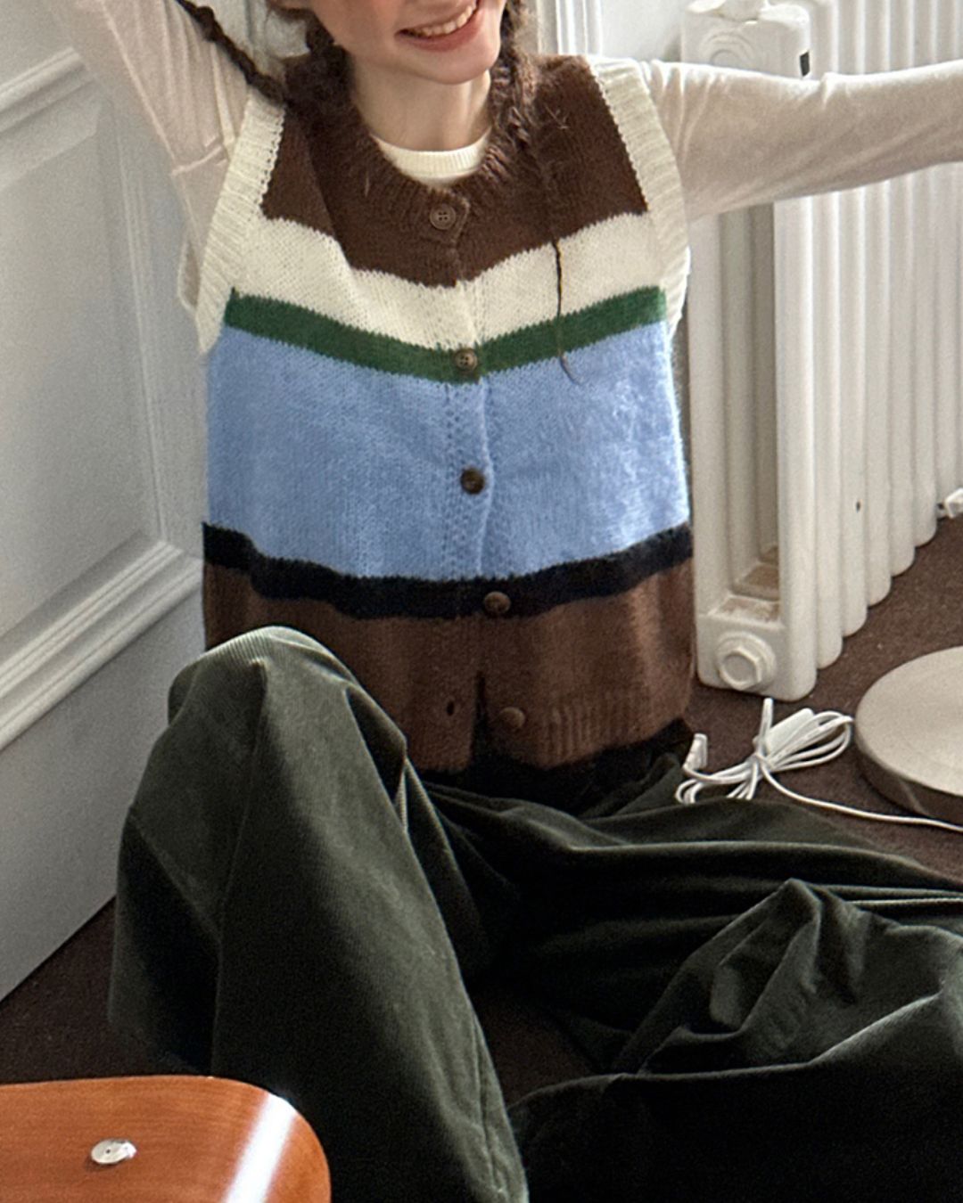 Contrast Color Knit Vest　KN019