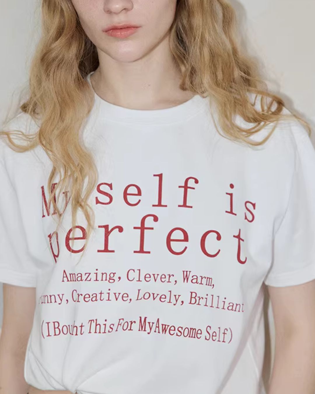 Text Print Crew Neck T-Shirt　ST009