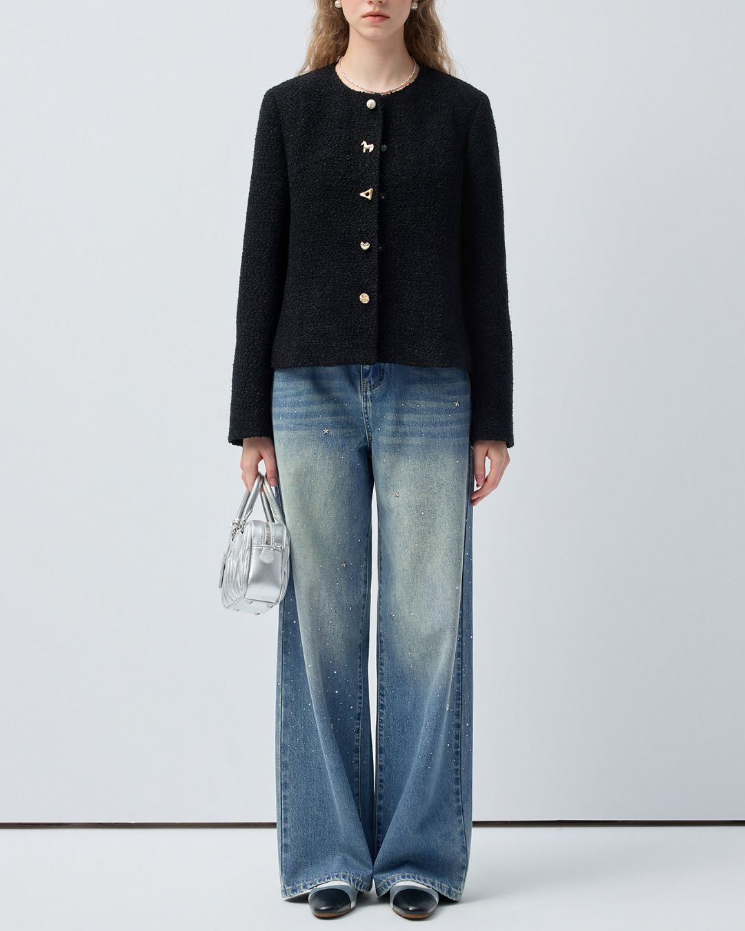 Star-studded Rhinestone-decorated Denim Pants　DP015