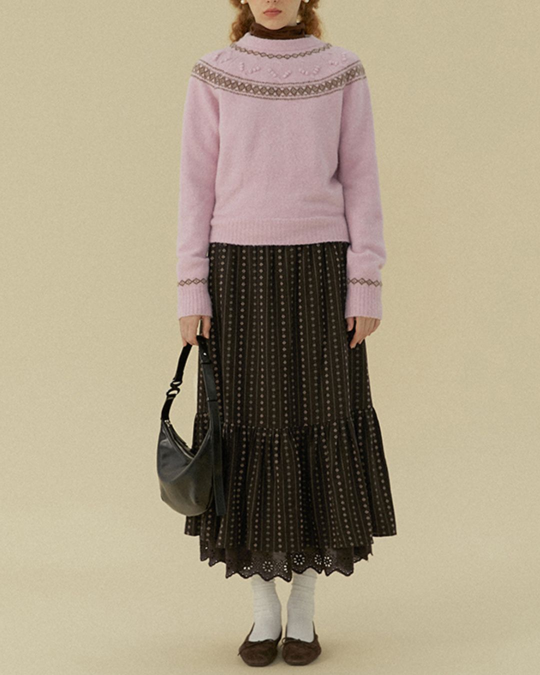 Pom-pom Fair Isle Sweater　KN078