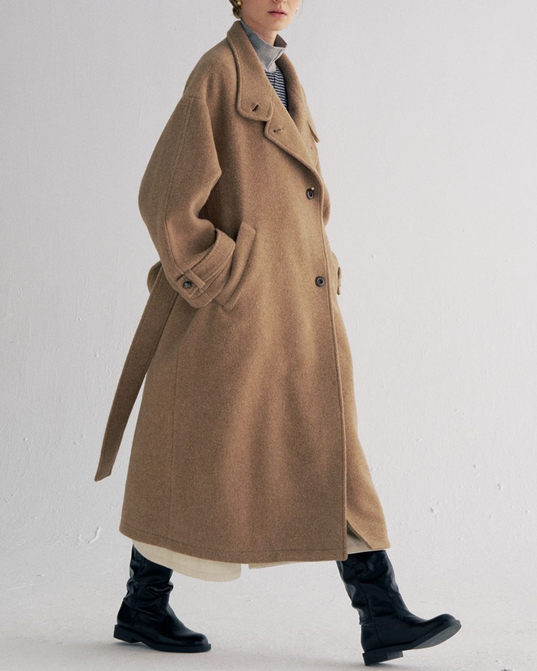 Stand-collar Wool Long Coat　CT029