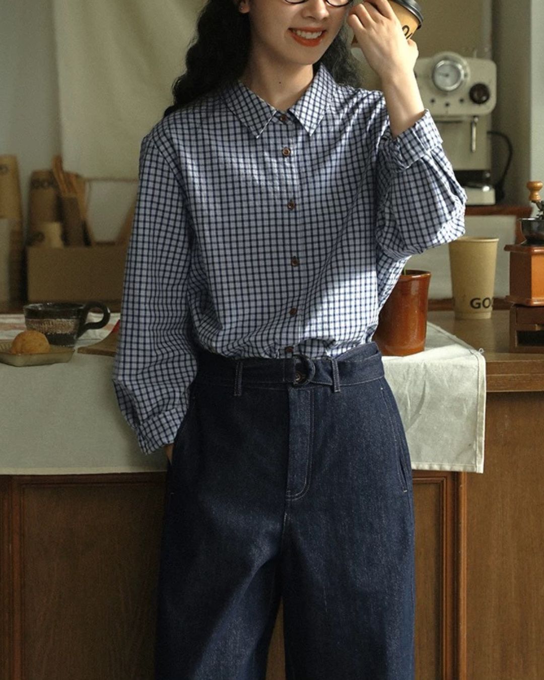 Classic Blue Check Shirt　LS058