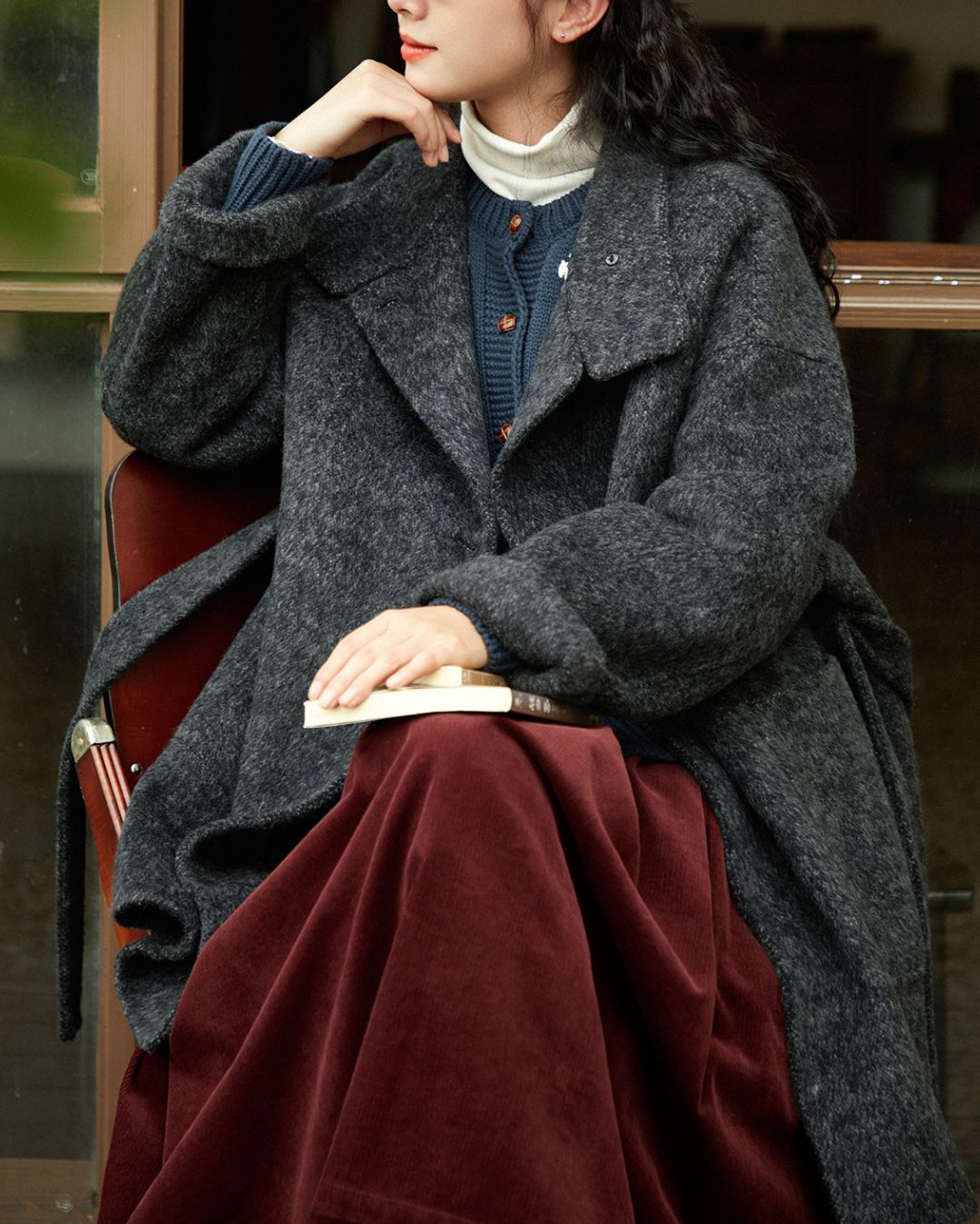 Stand-collar Wool Relaxed Coat　CT021