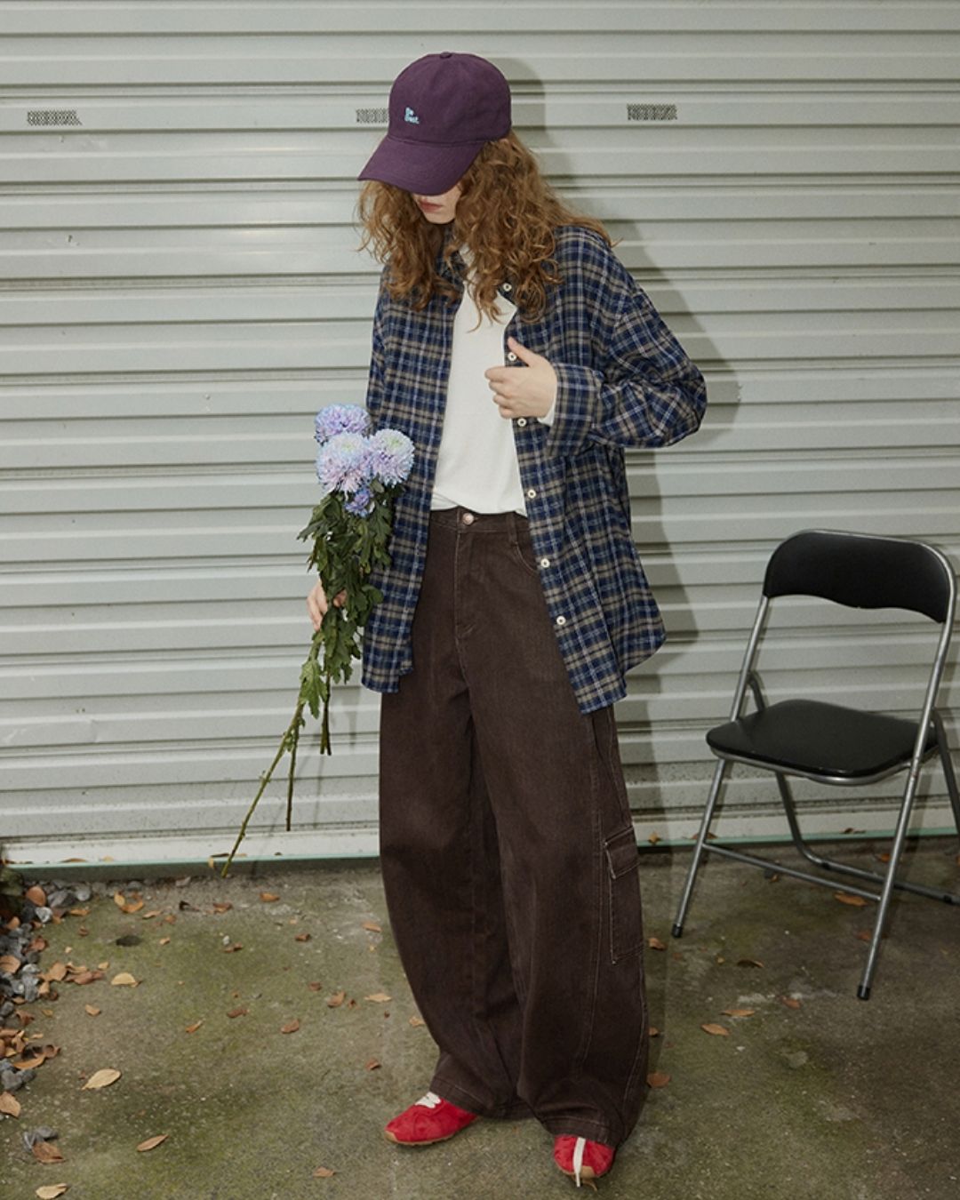 Oversized Checked Cotton Shirt　LS034