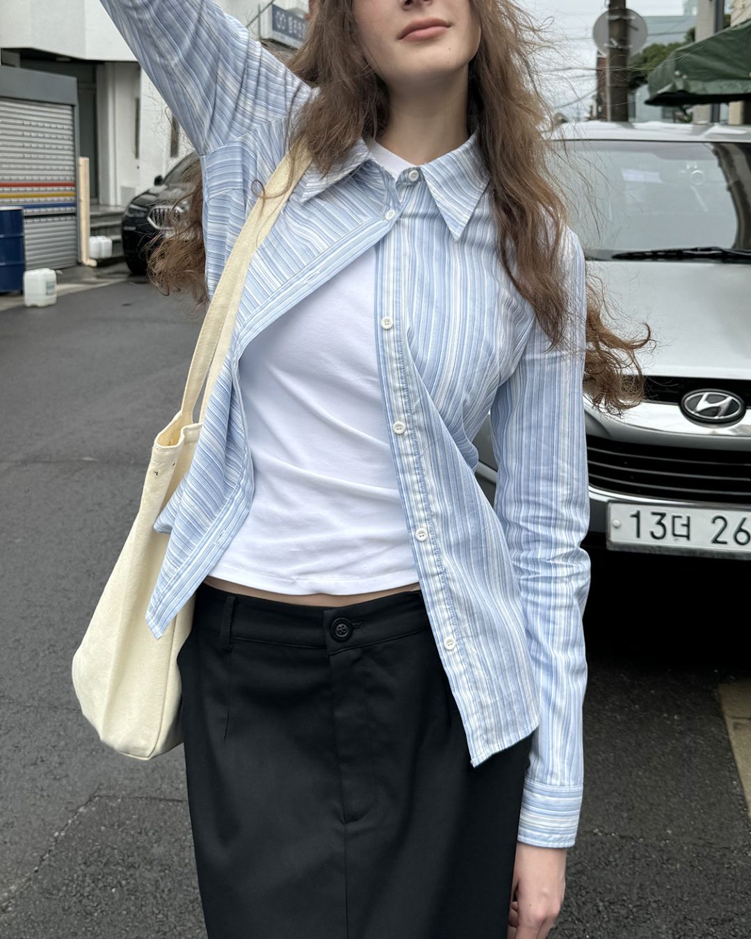 Striped Border Switch Shirt　LS002