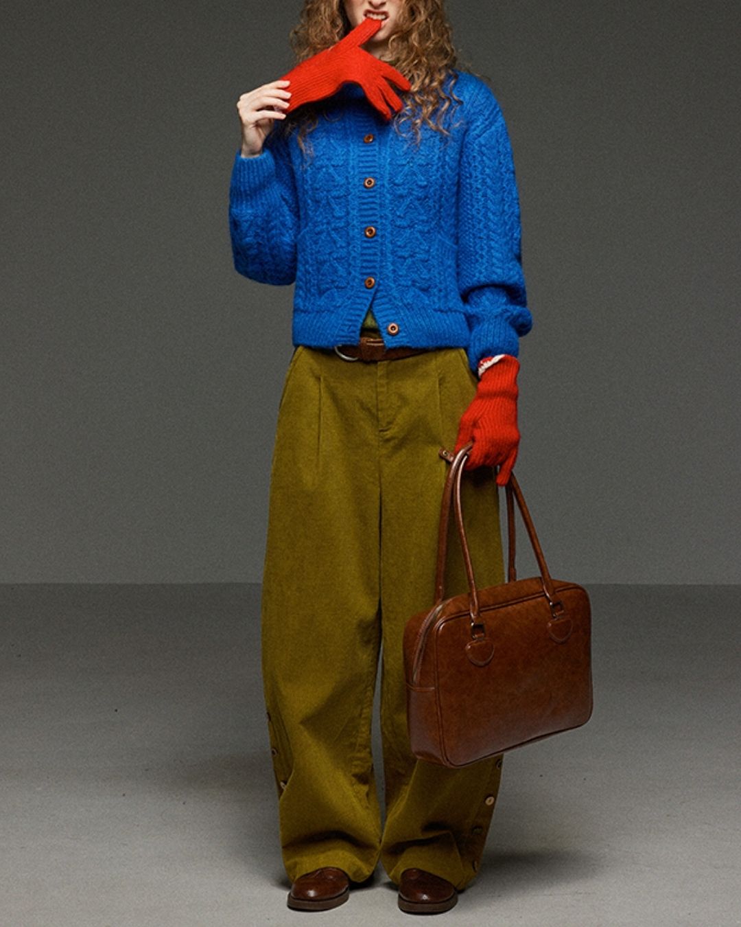 Corduroy Floral  Wide Pants　PT028
