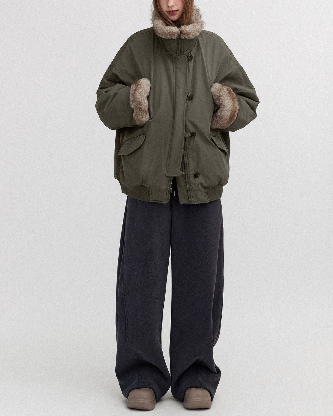 Oversized Fur Work Jacket　JK059