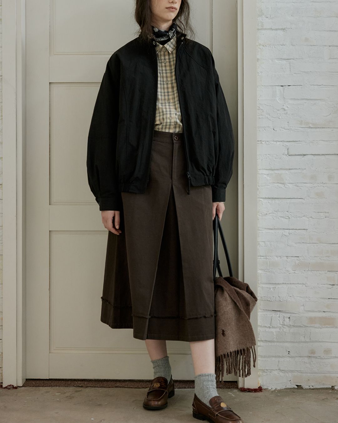 Front Tuck Midi Skirt　SK003