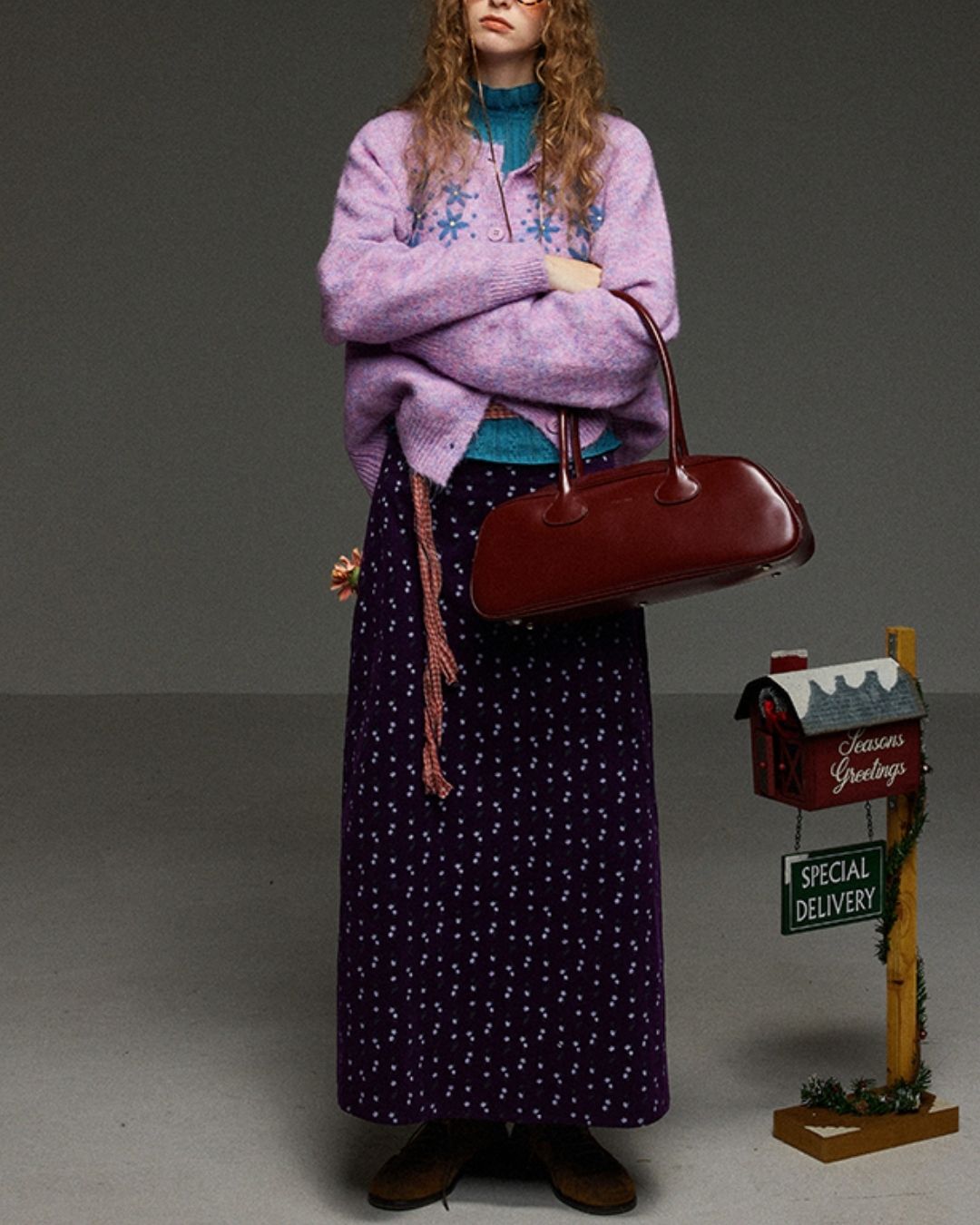 Retro Flower Corduroy Long Skirt　SK013