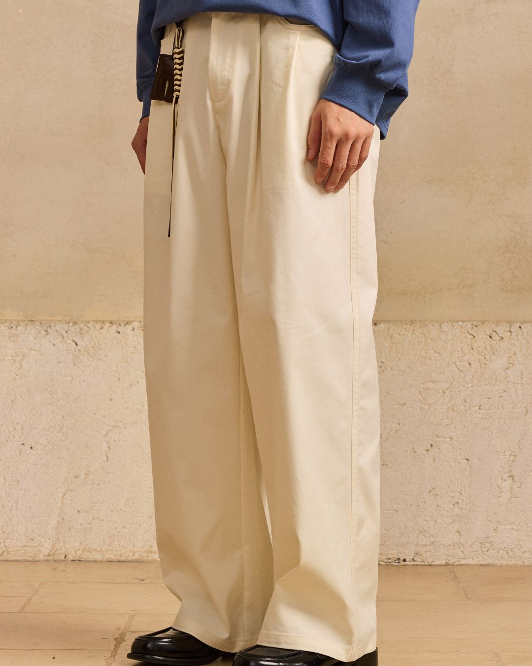Rope ＆ Leather Tag Tuck Wide Pants　PT033