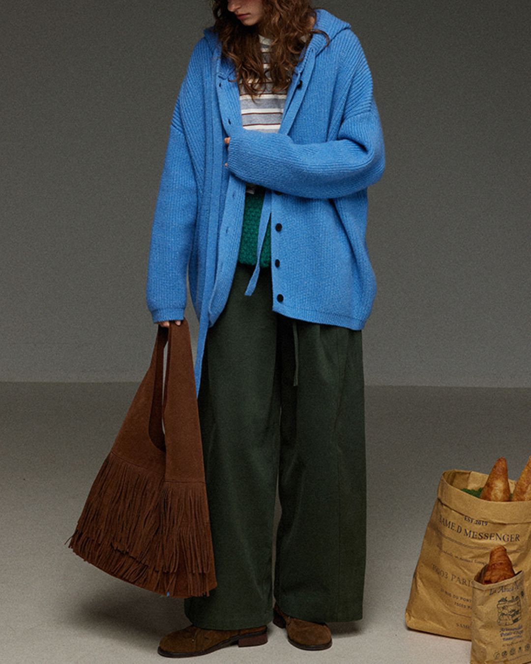 Drawstring Tuck Wide Denim Pants　DP011