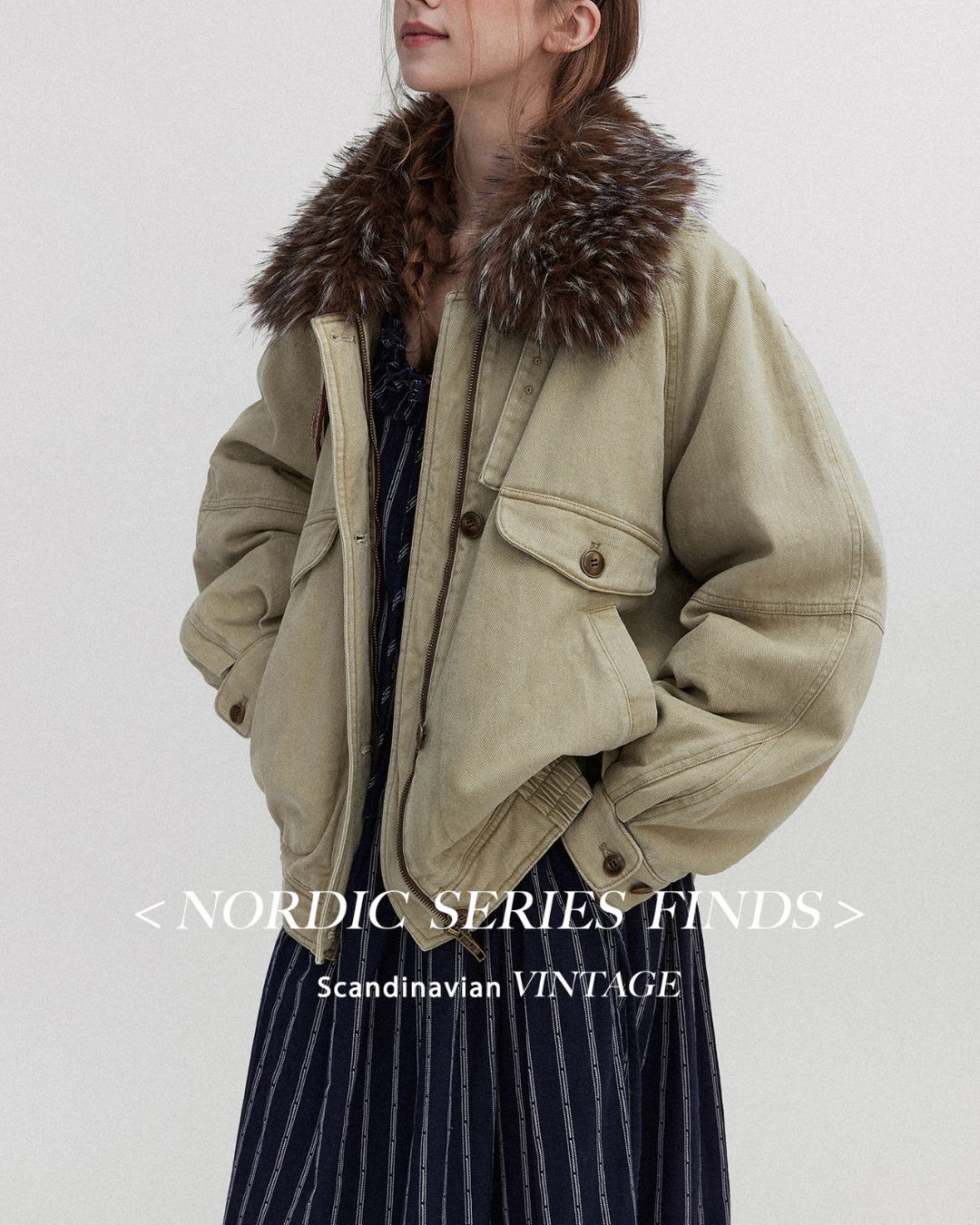 Fur Collar Padded Denim Jacket　JK058