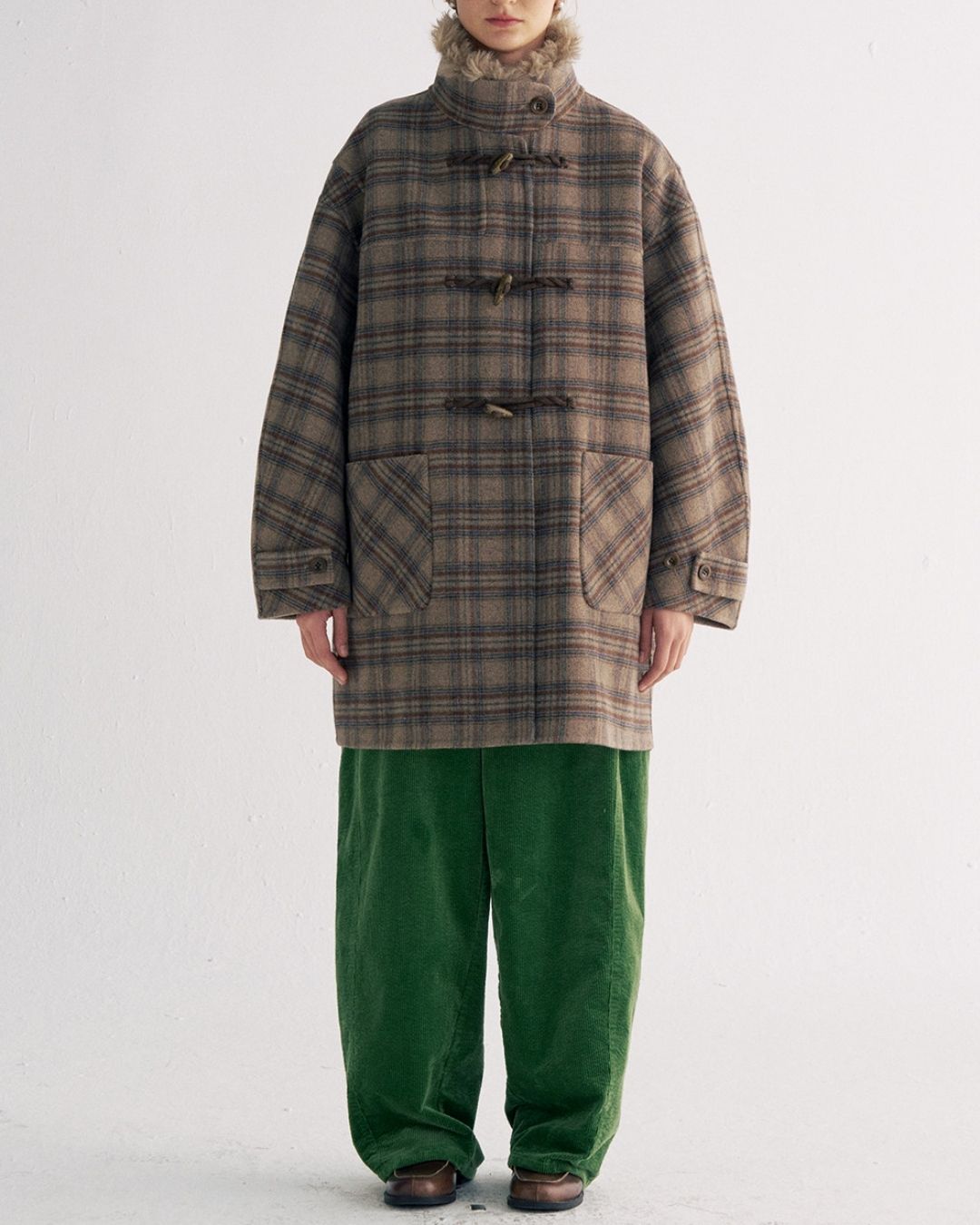 Stand Collar Duffle Check Coat　CT031