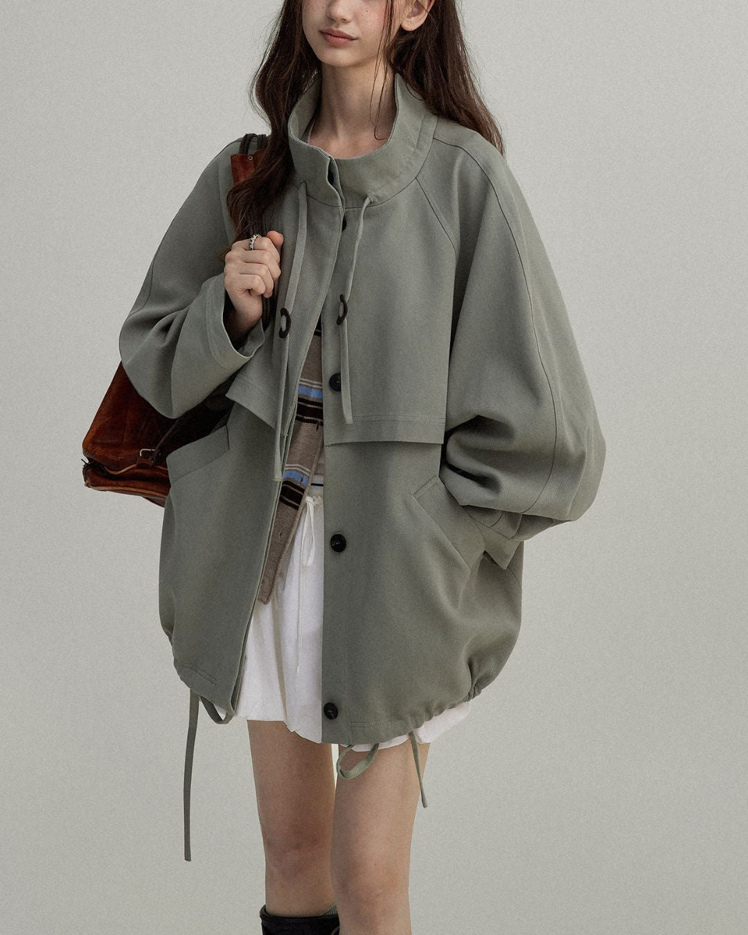Stand Collar Drawstring Jacket　JK018