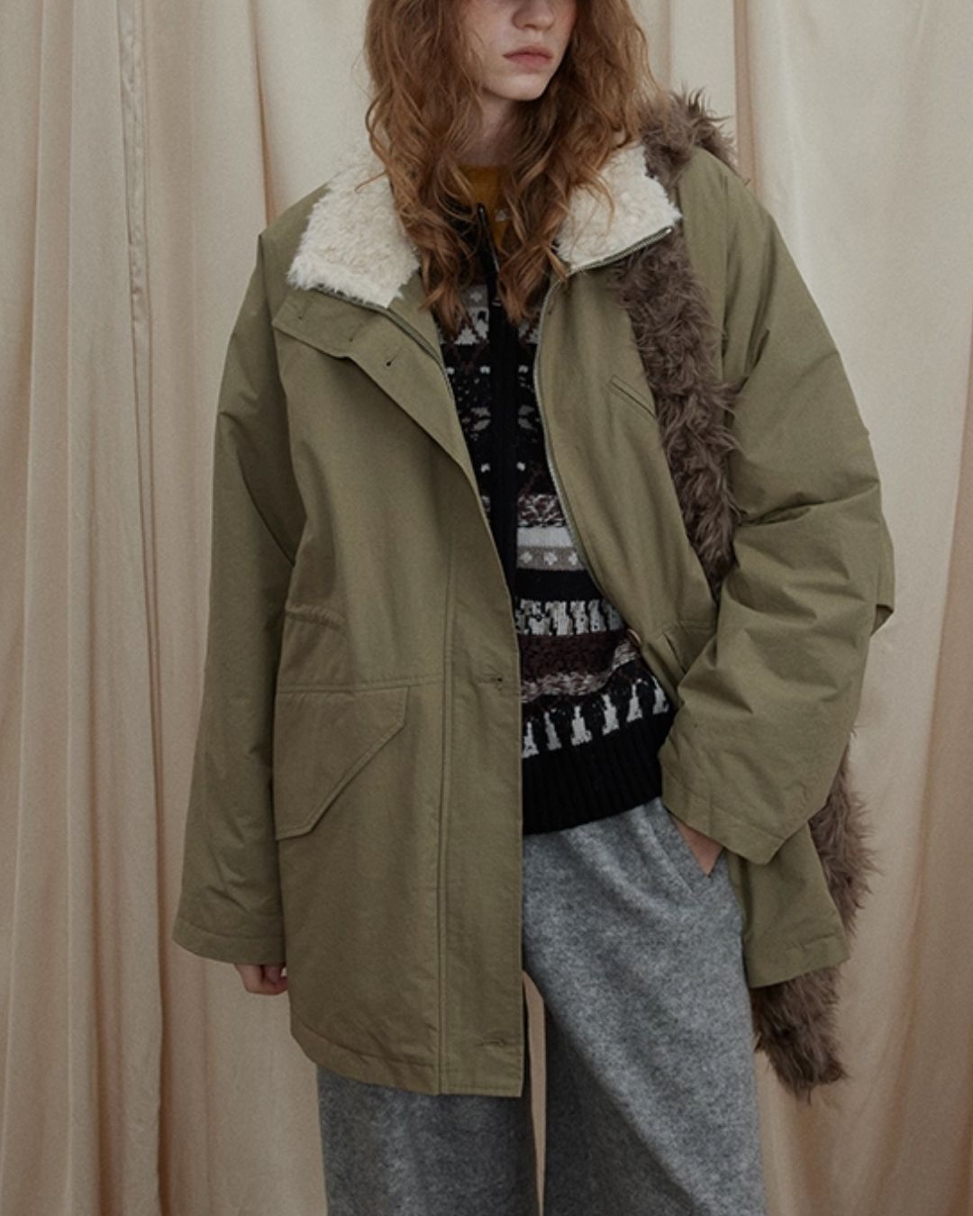 Fur-lined Military Coat　CT014