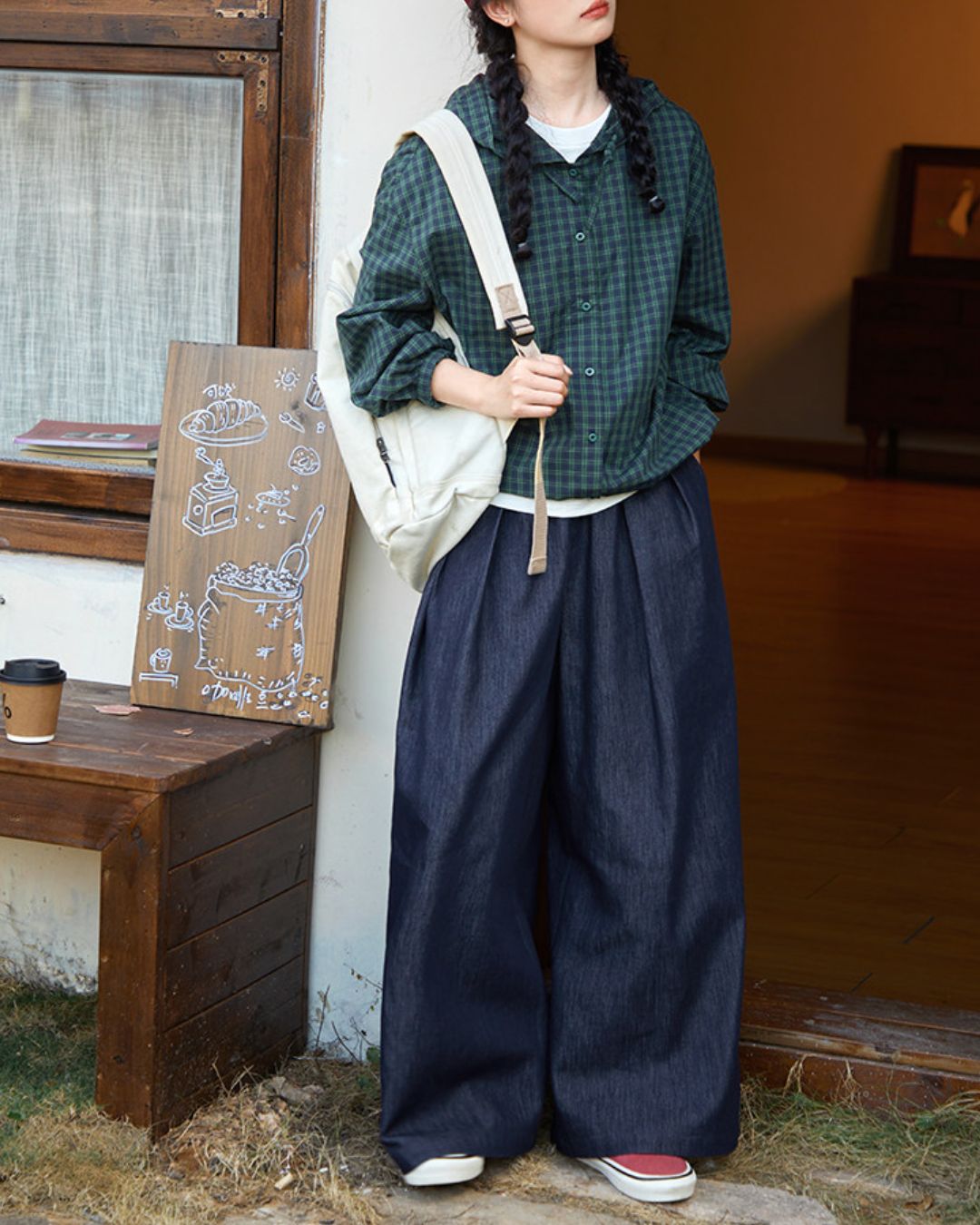 Casual Hooded Checked Shirt　LS053