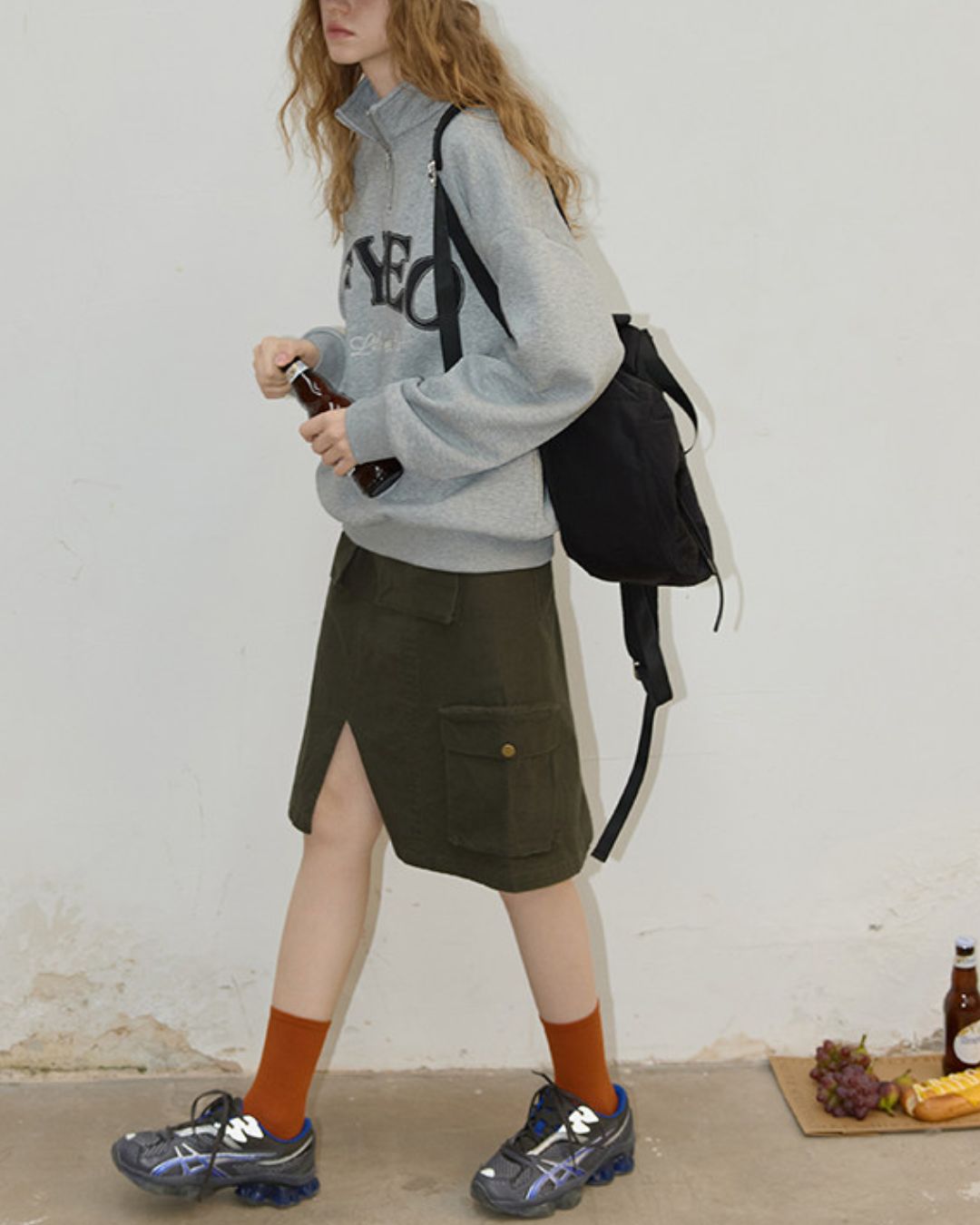 Half-zip Brushed-lined Logo Sweat　SW009