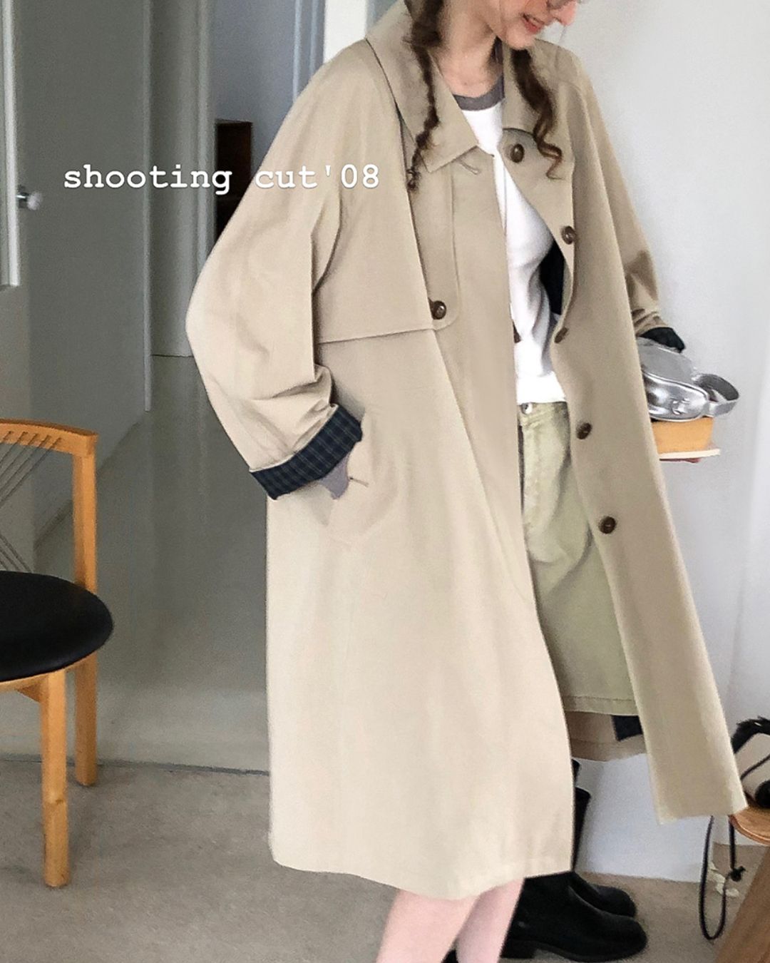Back Pleated Trench Coat　CT001