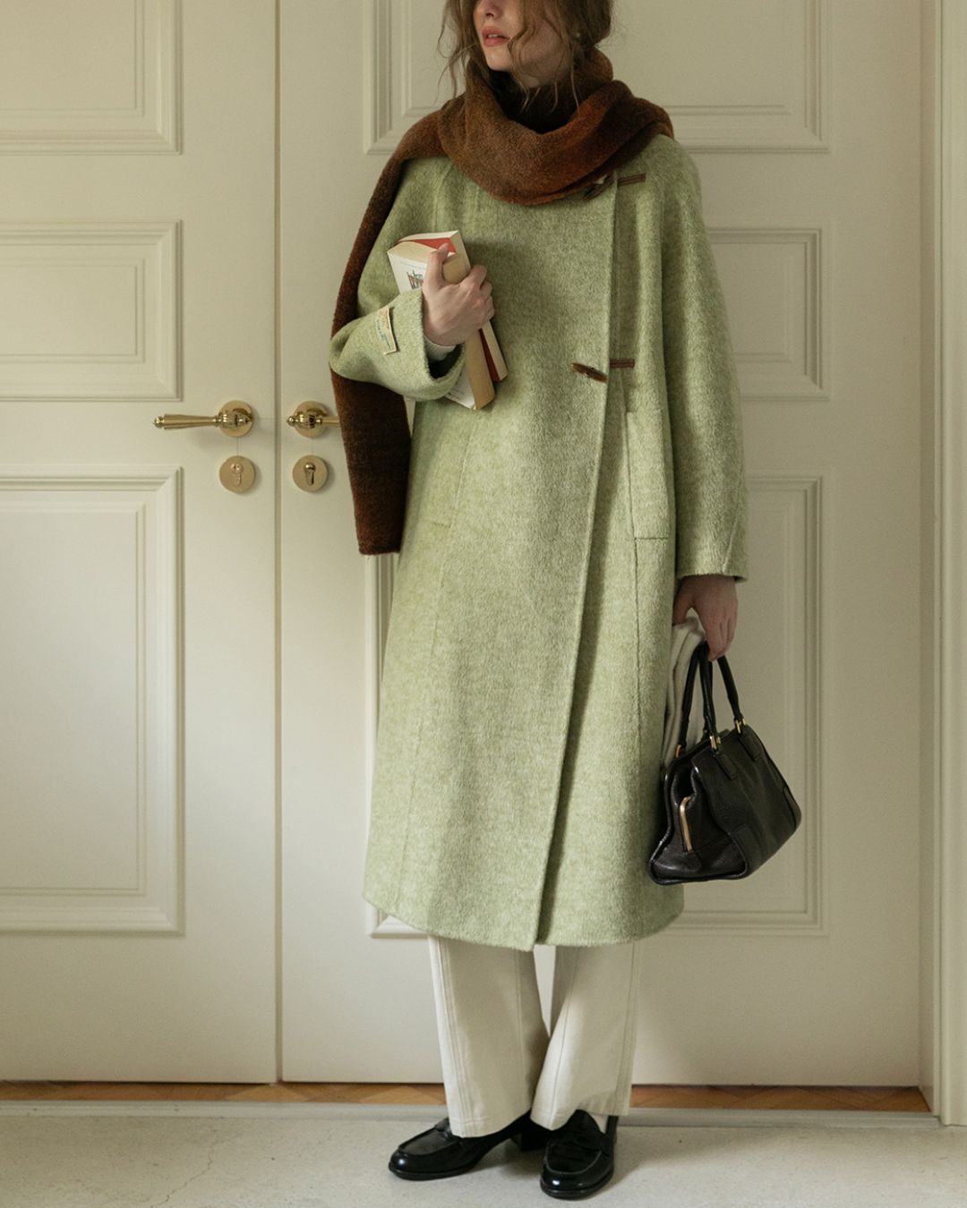 Retro Wool Collared Long Coat　CT008