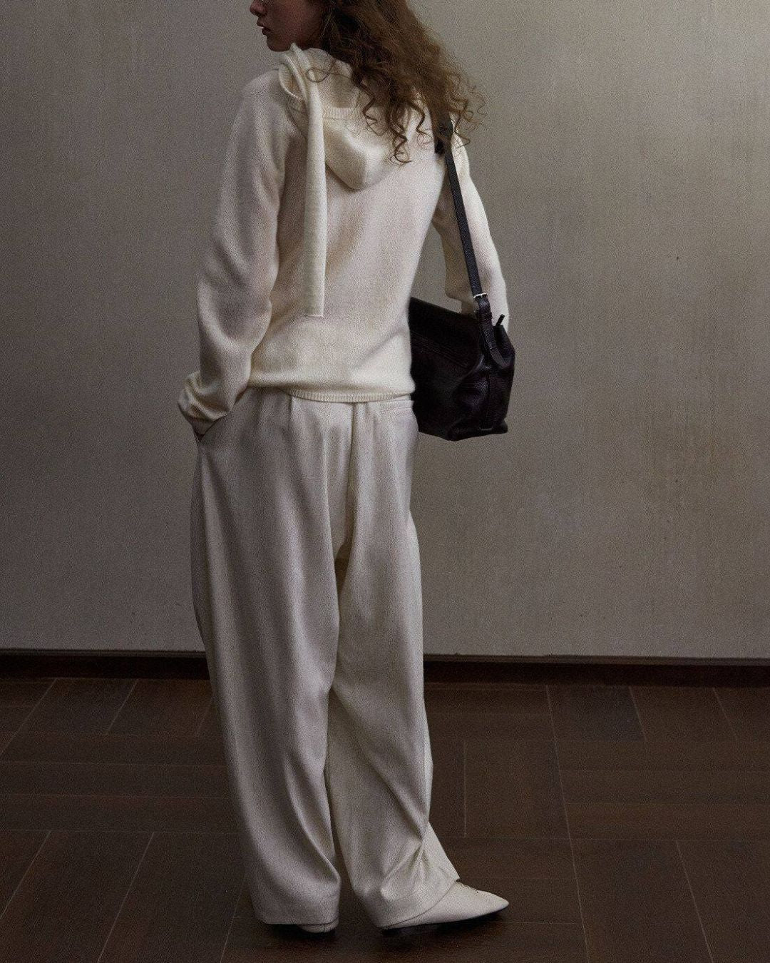 Basic Yak Wool Knit Hooded Scarf　HG001