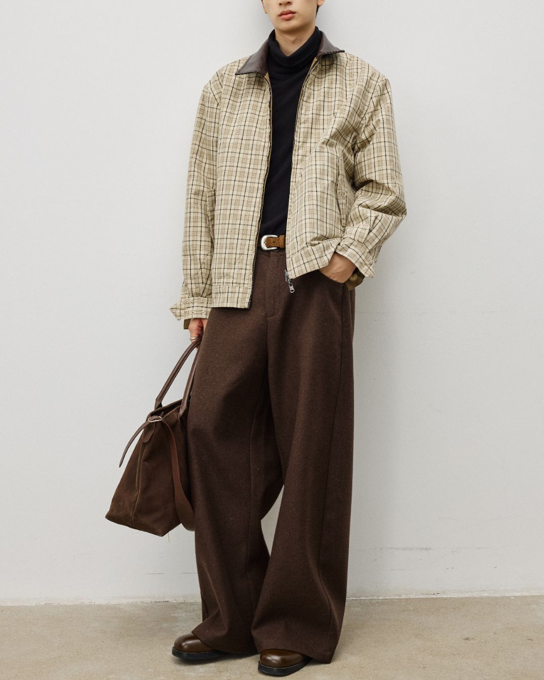 String-decorated Wool Wide Pants　PT022