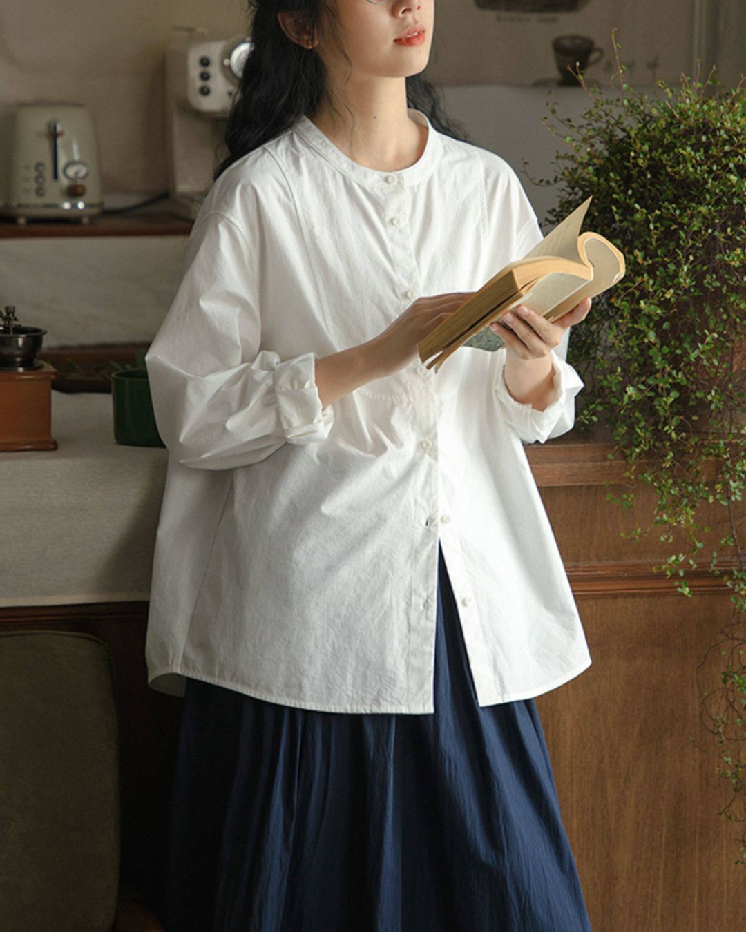 Band Collar Loose Shirt　LS057