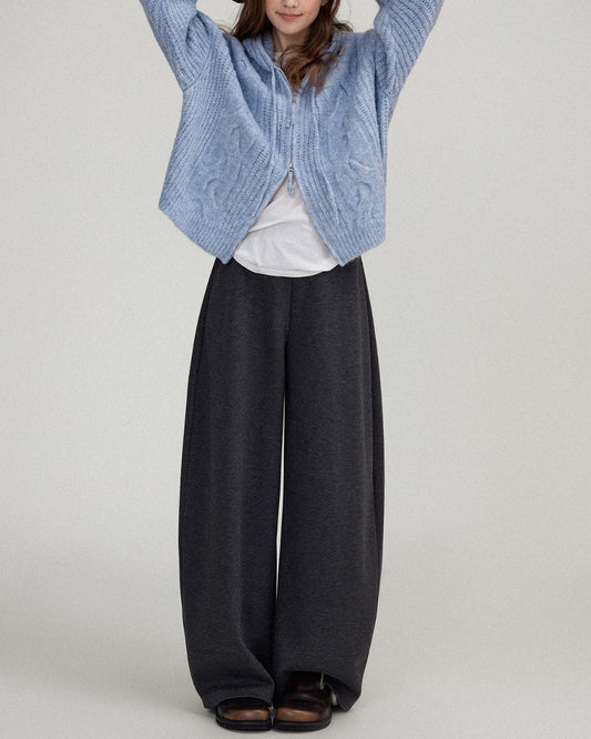 Hooded Cable Knit Cardigan　KN029