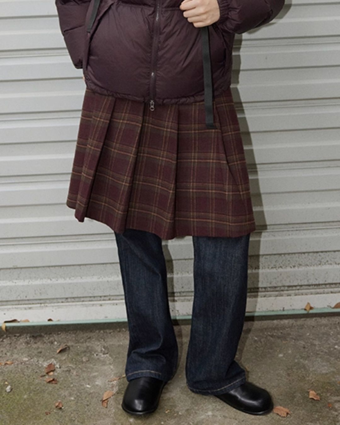 Retro Pleated Check Skirt　SK010