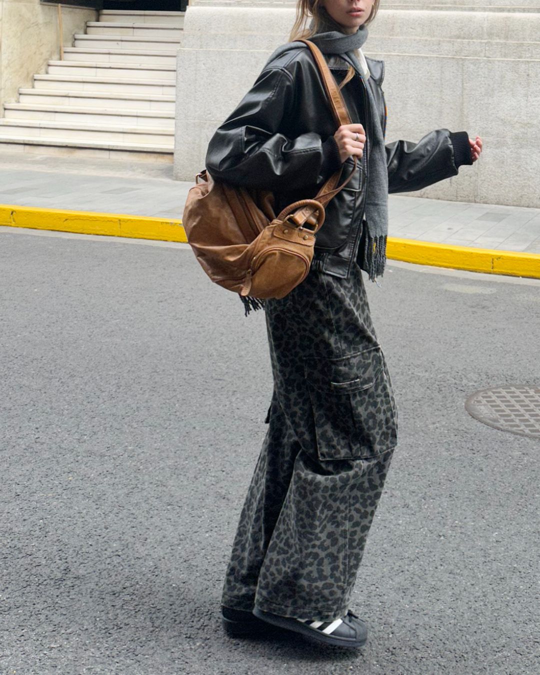 Leopard Print Cargo Denim Pants　PT008